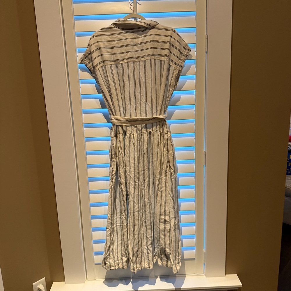 Universal Thread White and Gray Striped Maxi Shirt Dress - Picture 3 of 3